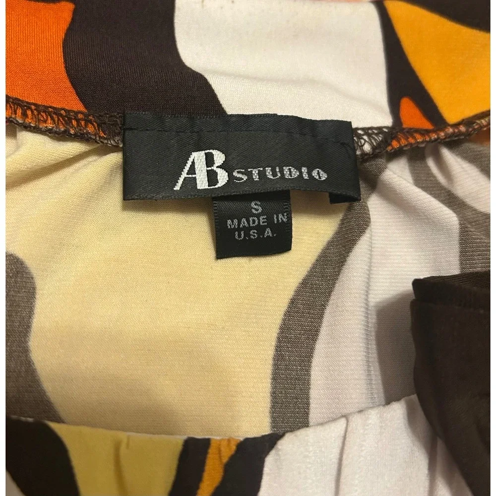 AB small Y2K orange brown retro dopamine‎ Phoebe going out stretch top blouse - Picture 8 of 9